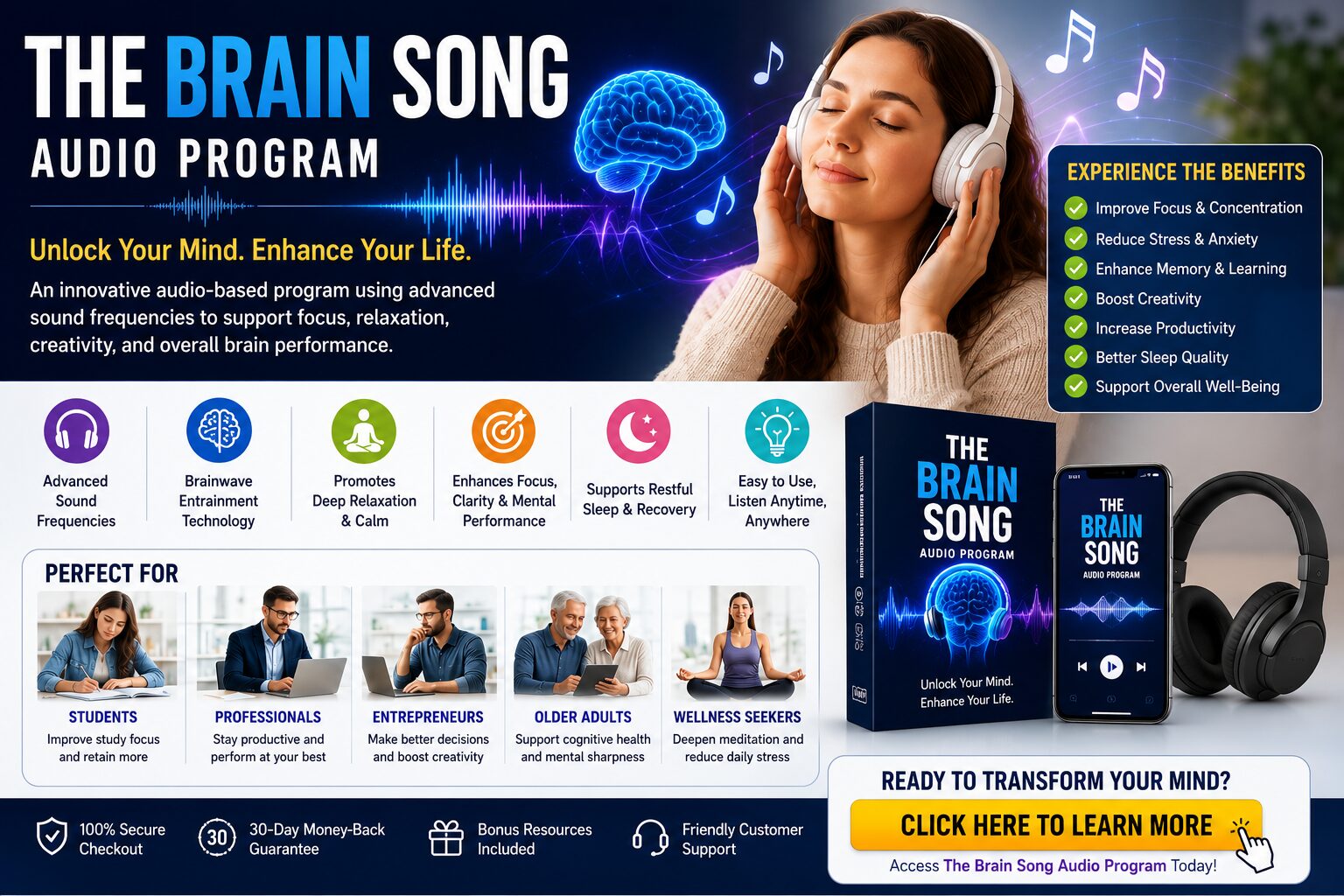The Brain Song Audio Program: A Complete Guide to Natural Focus, Mental ...